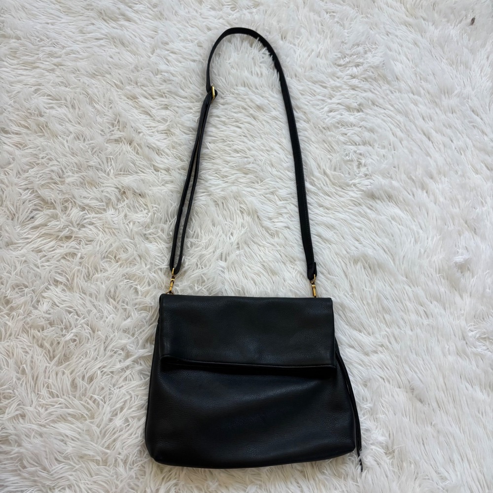 HOBO Draft Crossbody Black Pebbled Leather Foldover Minimalist